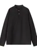 Camiseta blanca de manga larga con cuello Henley para hombre, nuevo estilo de otoño, camiseta básica holgada para niños, sudadera juvenil