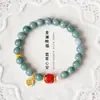 Pulsera de Jade Verde de Buena Fortuna Natural con Perlas de Agua Dulce para Mujer, Pulsera Artística Retro de Ágata de la Fortuna