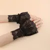 Mangas Falsas de Renda para Mulheres, Versáteis e Doces Punhos Vazados de Renda, Mangas Decorativas para Pulso de Primavera e Verão, Mangas Sino, Preto e Branco