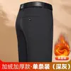 Pantalones de traje gruesos con forro de polar para otoño e invierno para papás de mediana edad, pantalones casuales para hombres de mediana edad y mayores, pantalones largos de corte holgado
