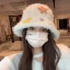 Sombrero de Pescador de Piel de Conejo Estrella para Mujer Otoño e Invierno 2024 Nuevo Estilo Japonés Lindo Sombrero de Felpa Cálido Sombrero de Cubo para Cara Pequeña