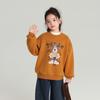 Pudding Haru Girls Blusa de Veludo Fofa de Gola Redonda 2025 Outono e Inverno Novo Moletom Infantil Estampa de Desenho Animado Mais Fácil de Combinar