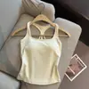 2807 Primavera/Verão Camisola Pura Desejo Hot Girl com Bojo, Peça de Sobrepor, Lindo Design nas Costas, Top Vazado Estilo Coreano