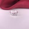 Anillo Abierto de Plata de Ley s990 con Zafiro Rojo Moda Personalidad para Mujer Todo-partido Anillo de Mujer Cuatro Garras