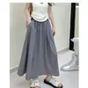 Falda Texturizada para Mujer, Nuevo Estilo de Verano, Versión Coreana, Delgada de Cintura Alta, Adelgazante, Versátil, Estilo Perezoso, Falda A-Line Yamamoto