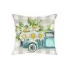 Funda de Almohada Energética de Margarita Primaveral con Estampado de Texto Fresco, Almohada Decorativa para Sofá Dormitorio, Funda de Cojín Estilo Pastoral