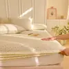 Sábana Bajera Ajustable de Algodón Puro Estilo Minimalista, Cubrelecho 100% Algodón Puro, Sábana para Todas las Estaciones, Protector de Colchón para Cama de 1.8m