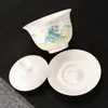 Porcelana branca Dehua, porcelana jade gordura de carneiro, conjunto de chá Kung Fu, para uso doméstico, presentes empresariais, caixa de presente Jiangshan, portátil, com impressão de logotipo