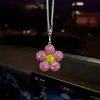 Bestseller transfronterizo: Lindo colgante de girasol para coche con pedrería, pequeño adorno colgante de flor de margarita para el espejo retrovisor interior del coche