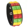 Pulsera Punk Cool Europea y Americana Elegante para Fotografía Callejera Discoteca Oscura Colorida Cuadrada con Remaches Pulsera de Combinación de Cuero para Pareja
