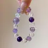 Pulseira de Ametista Brasileira Natural para Mulheres, Pulseira Nove Fogo Púrpura, Cristal Branco, Sucesso Financeiro e na Carreira, Presente para Sucesso em Exames