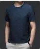 Al por mayor En stock Verano Seda de Hielo Malla Manga Corta Bambú Cuello Redondo Secado Rápido Top Delgado Transpirable Fresco Ajuste Delgado Camiseta