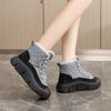 HY618 Nuevos Zapatos de Algodón de Invierno 2024 Zapatos de Mujer a Juego Cálidos de Caña Alta Forrados de Felpa Suela Gruesa Que Aumentan la Altura Zapatos Sencillos Torre