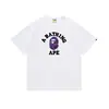 Camiseta Casual Esportiva de Manga Curta Pura Algodão Confortável Bape - Estoque Disponível Transfronteiriço - Fornecimento Estável a Longo Prazo para Homens e Mulheres