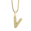 Collar de letras de estilo ins europeo y americano transfronterizo, acero de titanio con circón pulido, cadena para clavícula con inicial A-Z, accesorio de moda que conserva el color