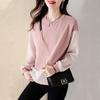 20233 Nuevo Suéter de Punto de Estilo Coreano con Costuras a Rayas de Otoño e Invierno para Mujer, Camiseta Base Casual Holgada