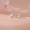 Pendientes de Tornillo Exquisitos de Zirconia Estrella de Plata Pura S999 para Mujer, Dulces y Lindos, Pequeños y Artísticos, Pendientes de Lujo Ligero, Venta al por Mayor