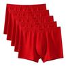 Ropa Interior para Hombre Calzoncillos de Algodón Puro Pantalones Cortos de Cabeza Cuatro Esquinas del Año de la Vida Rojo Grande Boda Algodón Hombre Grande Gordo