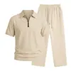Conjunto de Pantalones y Polo Casual de Manga Corta con Cuadros Jacquard Sueltos para Hombre, Estilo Europeo y Americano, Primavera y Otoño, para Viajes