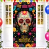 Decoración de Bandera para Puerta Día de Muertos Mexicano Transfronteriza Decoración de Entrada 90*180cm Bandera para Puerta Exportación Transfronteriza