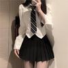 Traje de Uniforme Jk Verano Estilo Preppy Cintura Camisa Blanca Diseño de Manga Corta Nicho Look Adelgazante Top