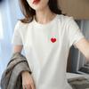 80 dupla face mercerizado de algodão manga curta camiseta feminina verão novo algodão bordado letra padrão pescoço redondo meia manga top