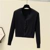 Cardigan de malha cáqui para mulheres outono externo curto slim top 2024 novo casaco de suéter super bonito
