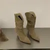 Botines de tacón alto para mujer, botines estilo coreano, botines de plataforma de punta a la moda para chica popular, nuevas botas de moda 2026