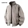 Jaqueta Casaco Moda Ins Simples Tendência Estilo Hong Kong Zíper Gola Alta Versátil Senso de Design Outono Nova Chegada Top Estilo Coreano