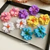 Pendientes de Flor Tridimensionales de Acrílico de Moda para Mujer, Modernos, Frescos, Lindos, Dulces, Pendientes de Botón, Accesorios para Orejas Estilo Vacaciones en la Playa