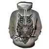 Sudadera con capucha casual para hombre de fábrica transfronteriza, suéter para niños con capucha impresa en 3D, suéter de animal búho