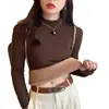 Camiseta Básica Engrosada de Imitación Borrego con Cuello Semi Alto para Mujer, Adecuada para Viajar al Trabajo, Uso Diario Casual, Top Versátil de Capa Interior