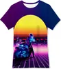 Impresión Digital 3D Robot Estilo Tech Apocalíptico IA Camiseta de Manga Corta para Niños Europeos y Americanos Ropa Infantil Cyberpunk