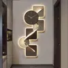 Pintura Decorativa Moderna de Lujo Ligero para Entrada con Reloj Reloj Pintura de Luz Led Sentido Avanzado Pintura Colgante para Pasillo Murales para Sala de Estar