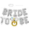 Bestseller transfronterizo Decoración para despedida de soltera BRIDE anillo de diamante globos en forma de corazón adecuados para arreglos de despedida de soltera