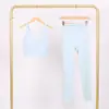 Conjunto de Chaleco en U y Pantalones Cortos Lulu Df con Etiqueta, Disponible para Envío Directo, Cuello Alto Ajustado, Conjunto de Yoga Elástico