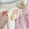 Conjunto de 3 Peças Colete de Inverno Espesso para Bebê Menina Colete com Laço para Meninas Jaqueta Cardigan Espesso