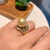 Joyería Zhuang Shengsheng Cuentas de Oro con Incrustaciones Anillo de Oro Claro Anillo de Moda para Mujer Joyería Cuentas 14mm