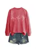 Moletom feminino casual, confortável e estiloso para Amazon, eBay, site independente, com linhas de três meninas dançando, novo modelo outono e inverno