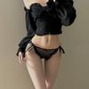 Ropa interior romántica y sexy de encaje para mujer, de satén de alta calidad, sencilla, de cintura baja, hermosa, a la moda, para chica.