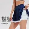 Falda Corta Deportiva Plisada Casual Estilo Coreano Transfronteriza para Mujer, Falda Pantalón de Tenis de Secado Rápido Dos en Uno, Falda Corta Anti-Exposición para Fitness de Verano