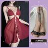 Lingerie Sexy com Decote Profundo em V e Design Vazado, Abertura na Virilha, Camisola Transparente, Roupa de Dormir Quente e Sedutora, Estilo Abstinence Qqny para Mulheres