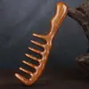 Peine Multifuncional de Sándalo para Meridianos Peine de Madera Grueso y Delgado con Doble Filo para Masaje del Cuero Cabelludo Peine de Dientes Anchos de Madera para Cabello Largo de Mujer