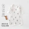 Bata de dormir de algodón puro para bebé, primavera y otoño, Clase A, camisón sin costuras para recién nacido, capa base transpirable anti-patadas de manga larga para bebés