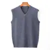 Novo suéter masculino de gola V 100% lã pura para outono e inverno, quente, de alta qualidade, macio, folgado, malha para negócios