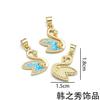 Pendientes colgantes de cisne de circonita con incrustaciones de joyería DIY hechos a mano de color dorado y cobre transfronterizo, material para colgantes