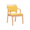 Silla de Comedor, Silla para el Hogar, Respaldo de Madera Maciza, Silla de Restaurante, Madera Natural, Taburete Moderno, Reposabrazos, Cojín Suave, Silla de Madera para Mesa, Sencilla y Ecológica