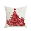 Funda de Almohada Roja Estampada Navideña de Amazon Decoración Festiva para el Hogar Cojín Funda de Almohada para Dormitorio Sala de Estar