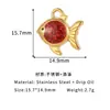 Aço Inoxidável Banhado a Ouro Série Oceano Esmalte Colorido Peixe Dourado Pingente Pulseira Colar Colar DIY Acessórios de Joias
