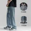 Calça Jeans Masculina Vancys para Comércio Exterior, Nova Coleção Primavera/Outono, Corte Reto Solto, Cintura Elástica com Cordão, Versátil, Casual, Calça Longa